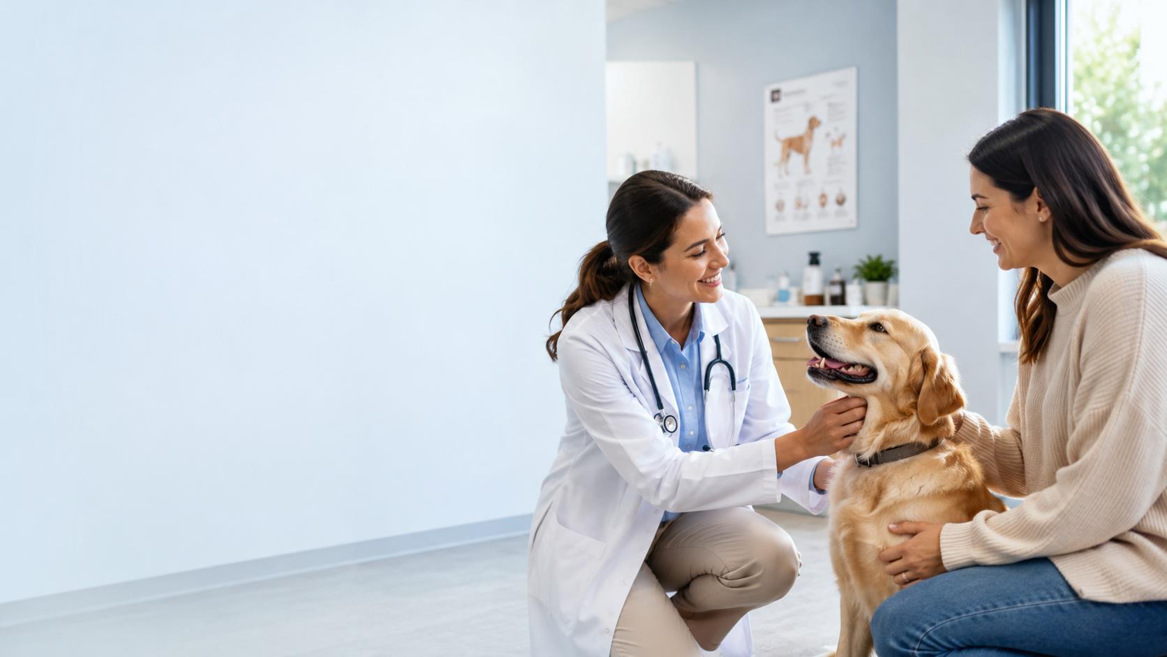 Atendimento veterinário com tutor e paciente